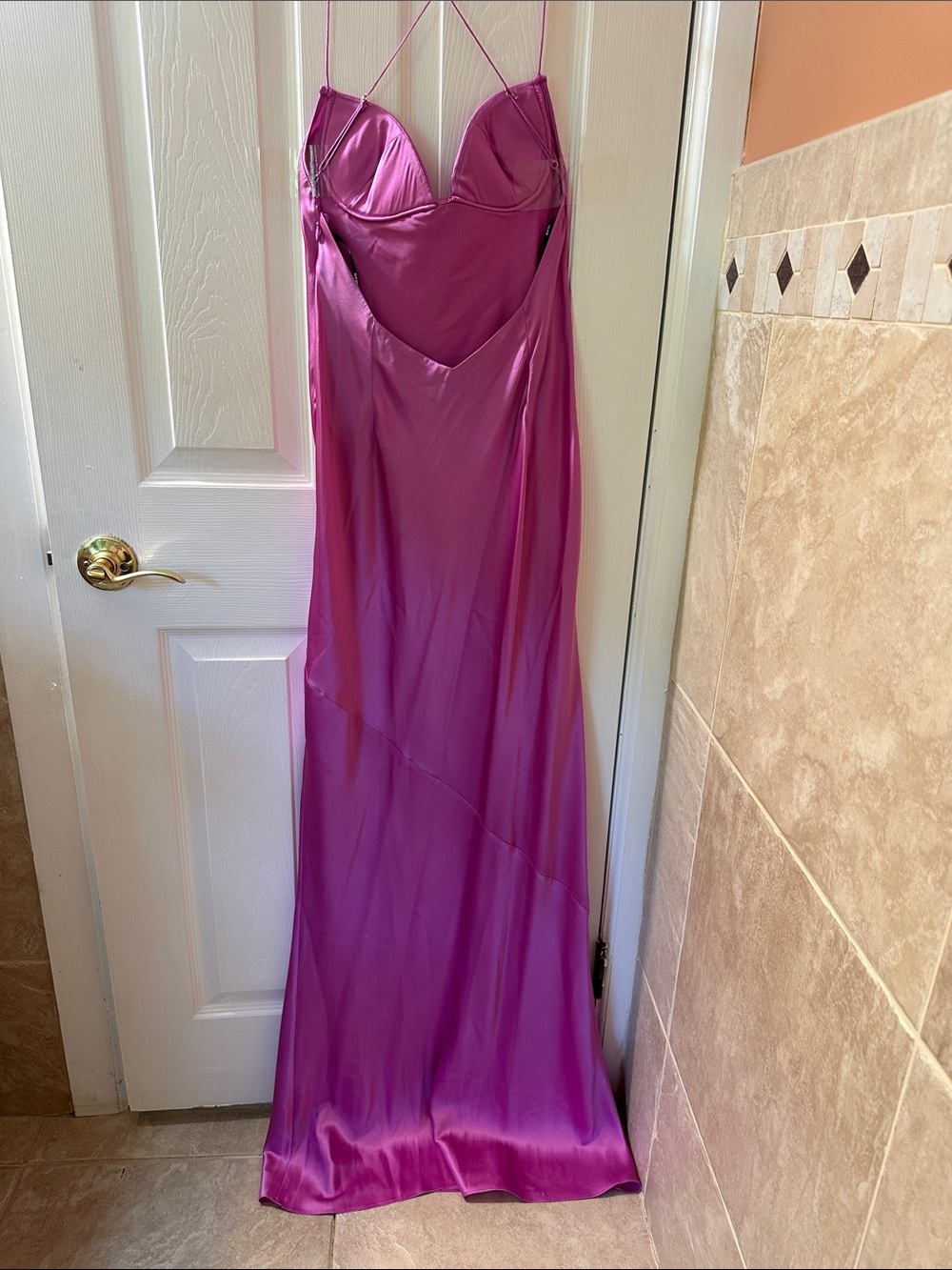 SER.O.YA Pink Silk Asymmetric Sweet Heart Neckline Long Dress Size S - Picture 11 of 16